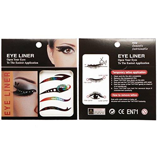 kilofly kilofly 8 Sets Temporary Eye Tattoo Makeup Transfer Stickers Crystal Gem Liners