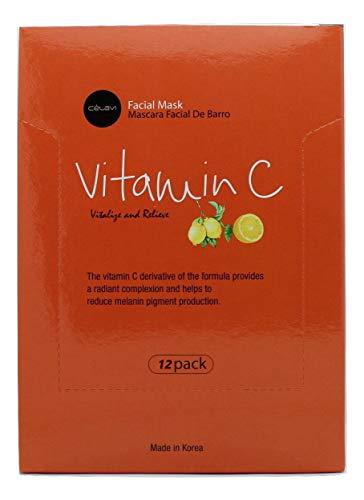 Celavi Cosmetics Celavi Facial Mask Set Korean Essence Sheet Masks (12-pcs, Vitamin C)
