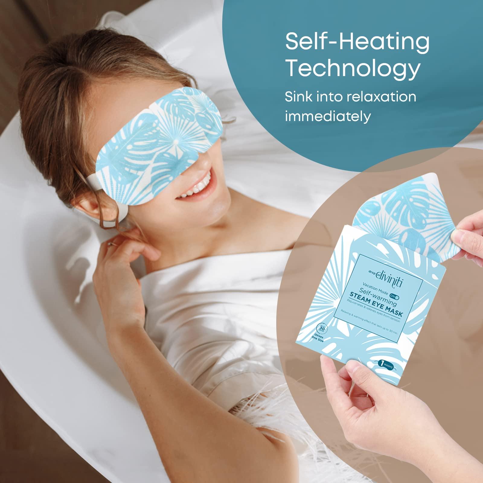 DROP OF DIVINITI 16-Pack Steam Eye Mask - Self Warming Heated Eye Mask for Dry Eyes, Up to 110F Degrees, Fast Soothing Relief - Puffy Eyes, Insomnia, Migraine - Stye Eye Treatment - Warm Compress for Eyes DiviniTi