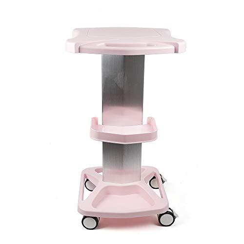 InnaMall Salon Trolley Cart, Aluminum Alloy Rolling Salon Trolley with Wheels Pink Beauty Spa Trolley Cart Tattoo Roller Tray Beauty Cart Salon Storage Mobile Carts for Trolley Holder Tool Cart Load 33Lbs