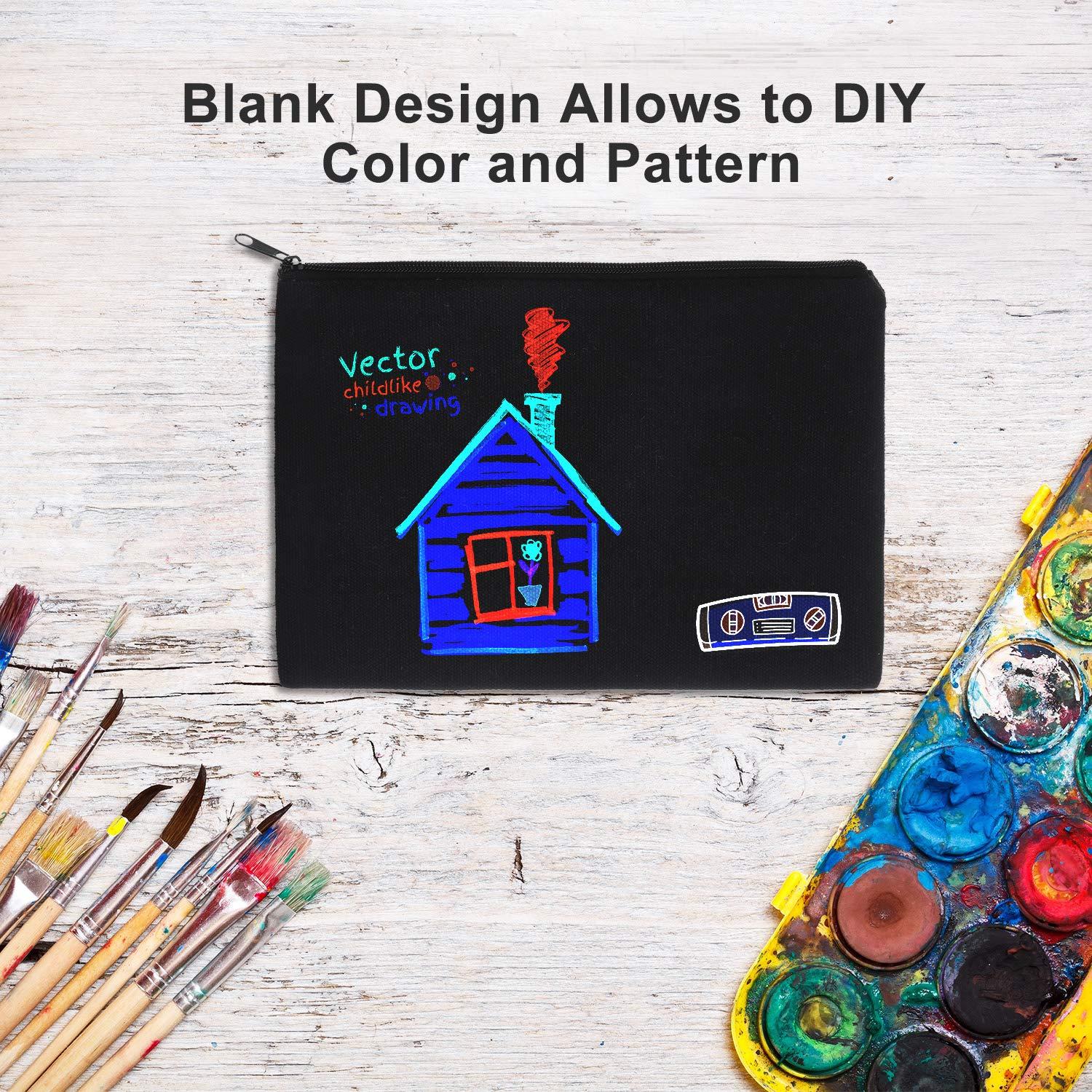 Frienda Frienda 12 Pieces Canvas Cosmetic Bag Multipurpose Cosmetic Pouch Zipper Makeup Bags Blank Make Up Purse for Women Travel Organize Storage, Multi Sizes