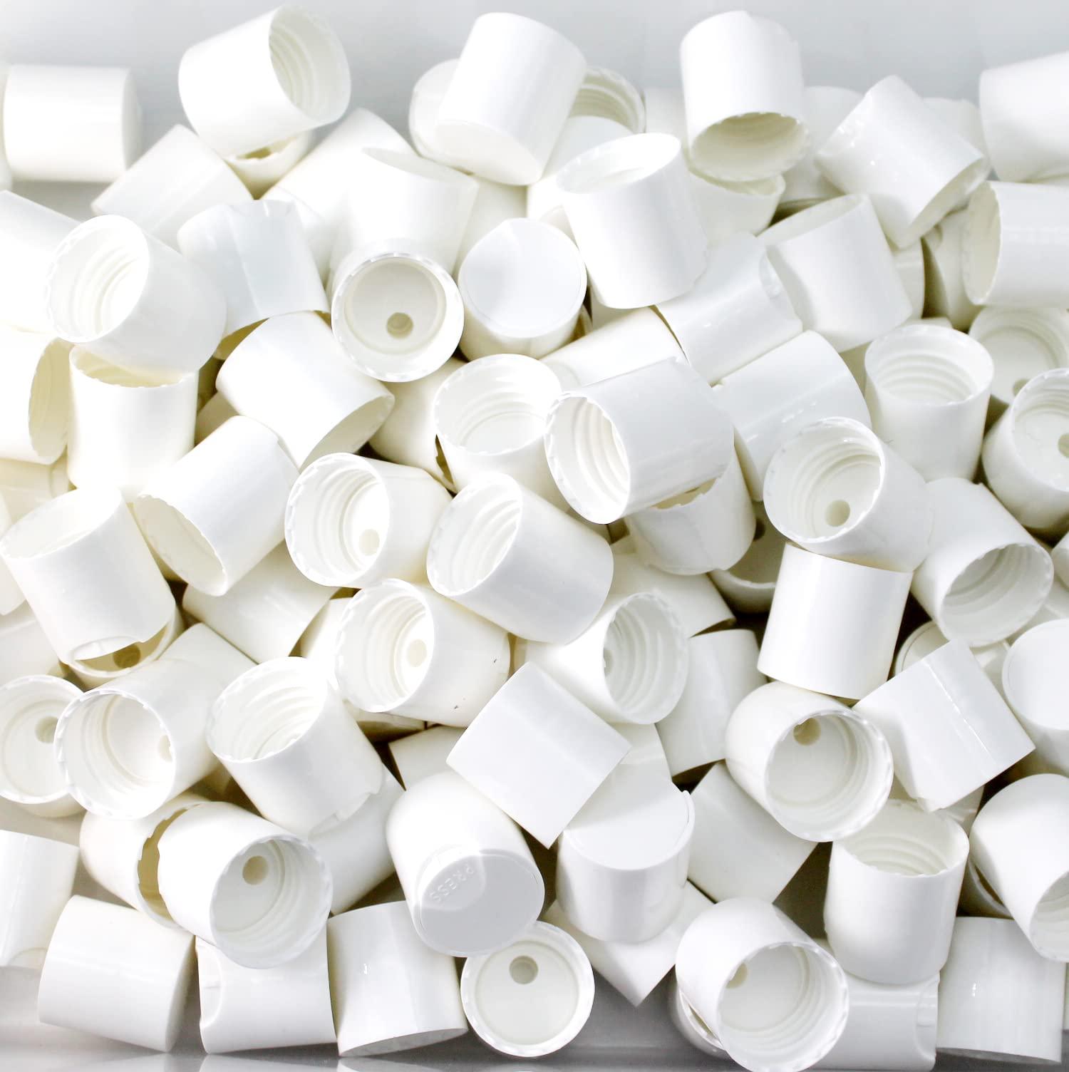 EcoJeannie EcoJeannie Wholesale 24/410 White Disc Top Caps Press Cap Dispensing Closure w/ 24mm Neck Diameter for Refillable Bottles - BPA-free, Recyclable (144 Caps)