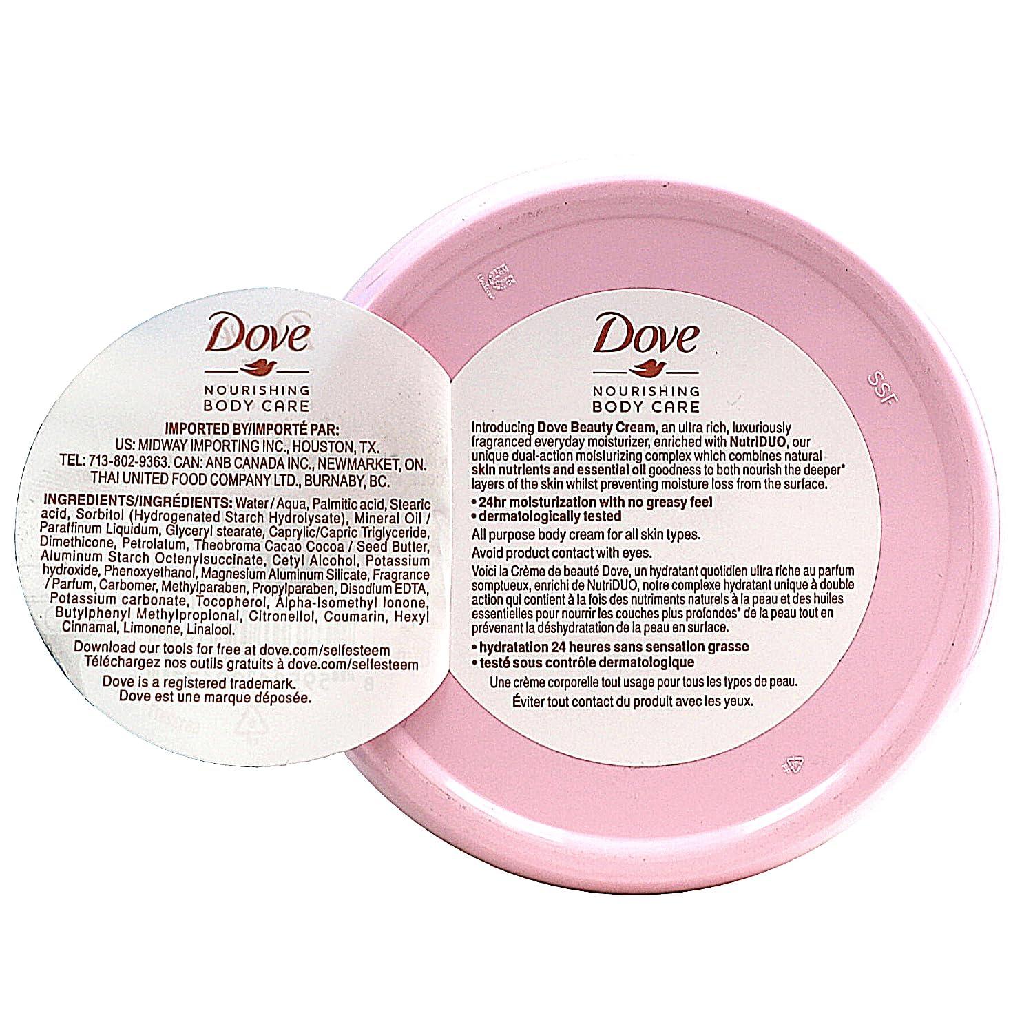 Dove Dove Nourishing Body Care, Face, Hand, and Body Beauty Cream for Normal to Dry Skin Lotion for Women with 24-Hour Moisturization, 4-Pack, 2.53 Oz Each Jar