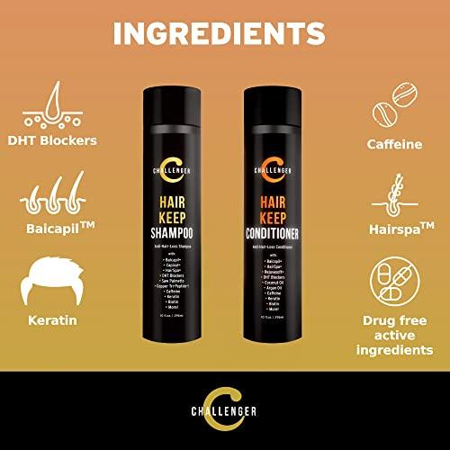 Challenger Challenger Men's Hair Keep Shampoo & Conditioner, 2X 10 Oz Bottles | Hair Growth Combo | DHT Blockers| w/Baicapil, Capixil, Rejuvasoft, HairSpa | Caffeine, Biotin, Argan Oil, Coconut Oil & more!