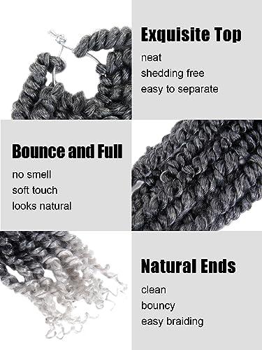 KAVSORAPI KAVSORAPI Grey Passion Twist Hair 12 Inch Pre Twisted Passion Twist Crochet Braids Short Pre looped Crochet Hair 8 PacksTGrey/Ombre Grey)
