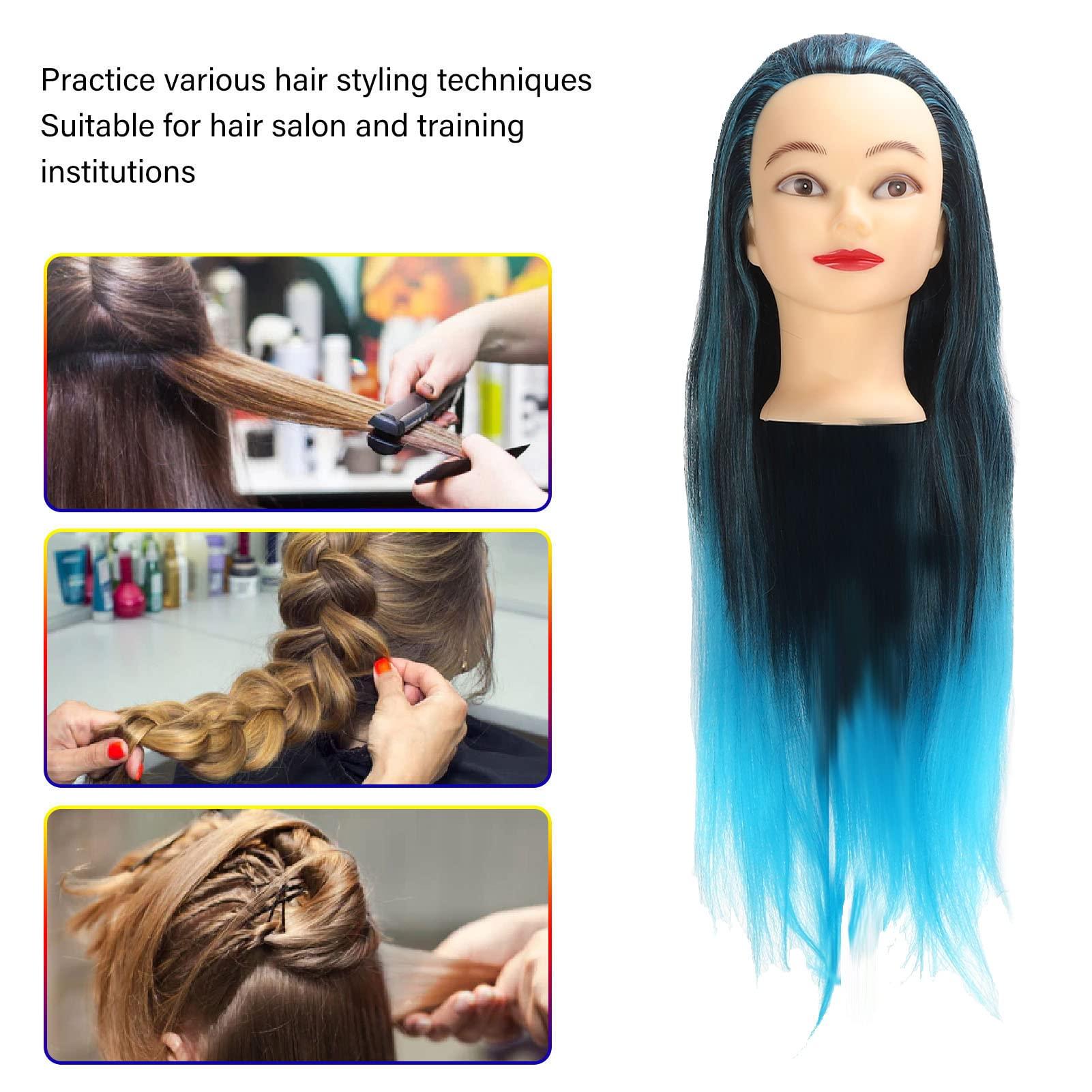 TITA-DONG Hair Mannequin Head, Hair Styling Training Head, Hair Styling Practice Head, Manikin Cosmetology Doll Head, Colorful Hair Braiding Practice Hairdressing Mannequin Head for Salon