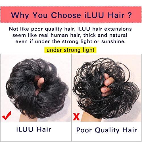 iLUU iLUU 2pcs/pack Orange Red Hair Bun Extensions Wavy Curly Messy Synthetic Chignon Hairpiece Easy Bun Hair Pieces for Women Hair Updos for Women Girl - #119B Orange Red Copper Red