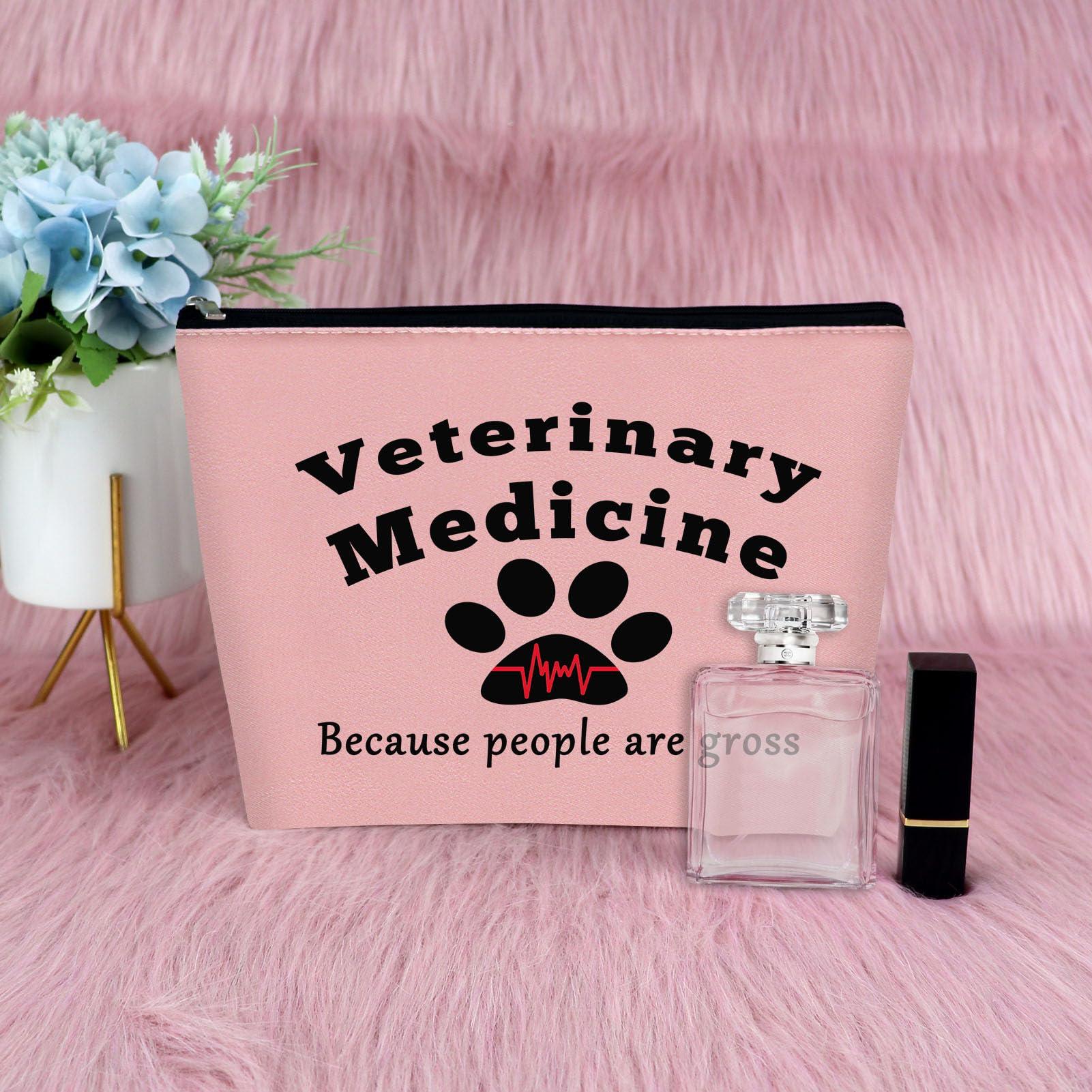 Sfodiary Veterinarian Gift for Vet Women Makeup Bags Vet Student Gift Veterinary Technician Gift Cosmetic Bag Appreciation Gift for Veterinary Medicine Birthday Retirement Gift Travel Cosmetic PouchPink