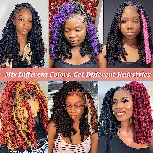 M-BOX Burgundy Braiding Hair Red Cuban Twist Hair 24 Inch Marley Twist Braiding Hair Wrapping Hair for Soft Locs 8 Packs Springy Afro Twist Hair Kinky Twist Hair for Braiding