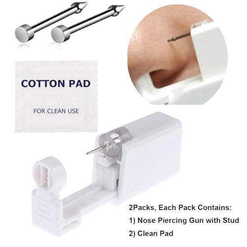 Lyuxzad Lyuxzad Nose Piercing Gun - 2 Pack Self Nose Piercing Kit Unit Disposable Nose Piercing Gun with Nose Stud Piercing Kit Tool for Cartilage Tragus Helix Piercing Gun Piercing Jewelry (Glossy)