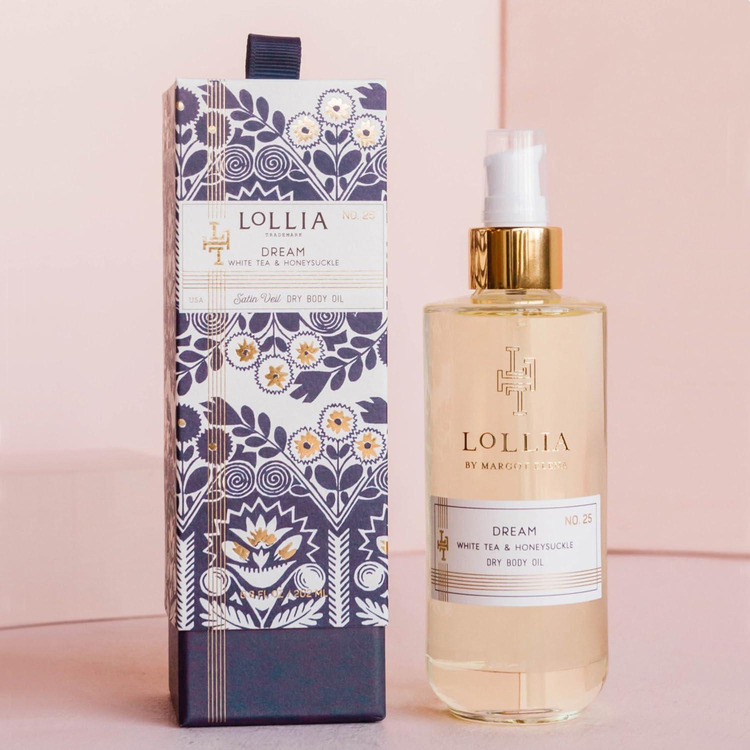 LOLLIA LOLLIA Dream Dry Body Oil, 6.8 Fl. Oz.  White Tea & Honeysuckle  Womens Body Oil, Scented Body Oil, Moisturizing Body Oil, Dry Body Oil for Women, For All Skin Types