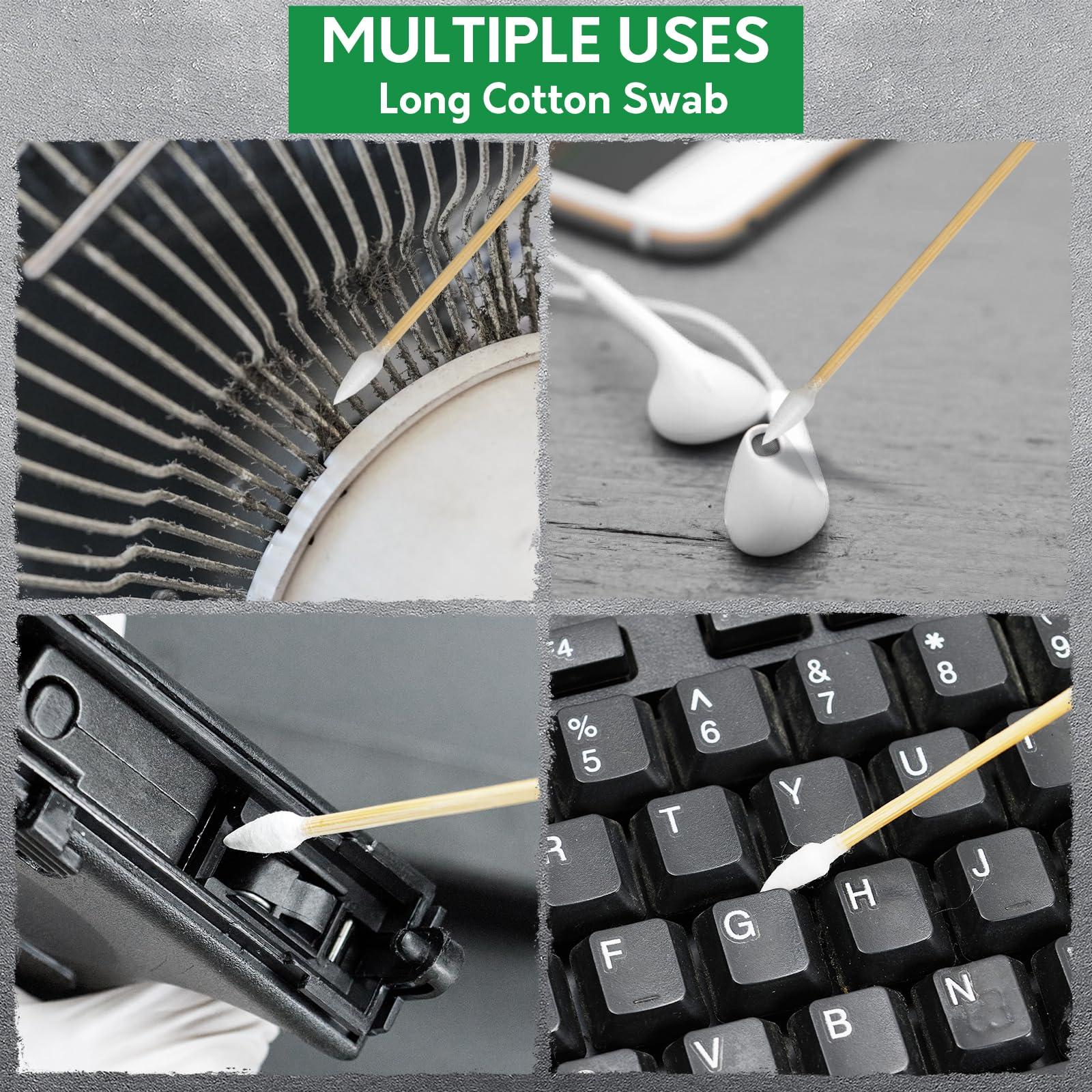 UrbanAbode 700PCS 6" Long Cotton Swabs - Strong Cleaning Swab with Bamboo Handle - Lint Free Cotton Swabs with Wooden Sticks - Cotton Tipped Applicators for Gun Cleaning, Makeup Removing, Pet Car (UrbanAbode)