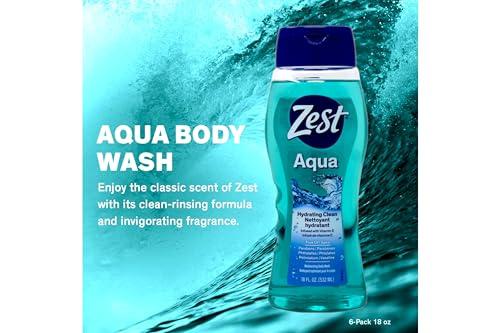 Zest Zest Body Wash Aqua with Vitamin-E Hydrating 18 Ounce (Pack of 3)