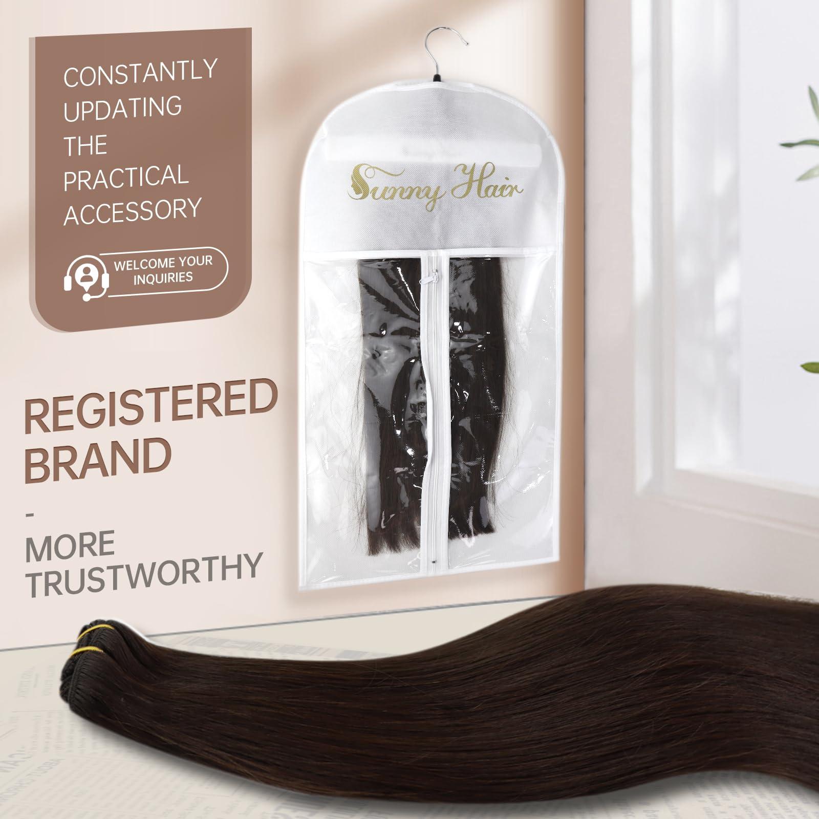 Sunny Hair Sunny Hair Clip in Hair Extensions Straight Human Hair Clip in Extensions Remy Clip in Hair Extensions Real Human Hair Extensions Clip ins Chocolate Brown 24inch