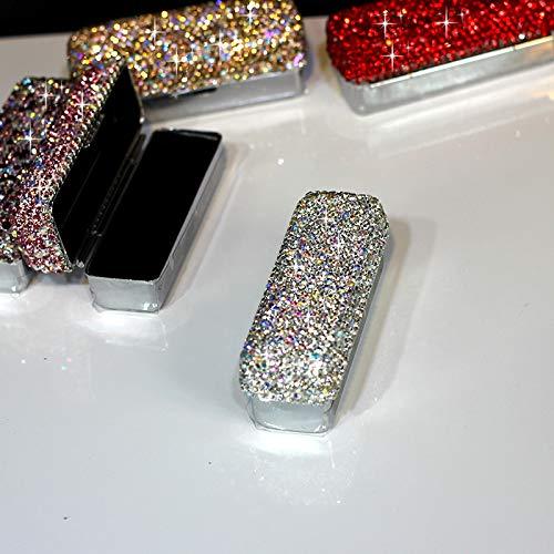 Bestbling Bestbling Lipstick Bling Rhinestone Crystal Lipstick Case Storage Organizer Box with Mirror for Women's Lipstick Holder-Cosmetic Storage Kit (Silver)
