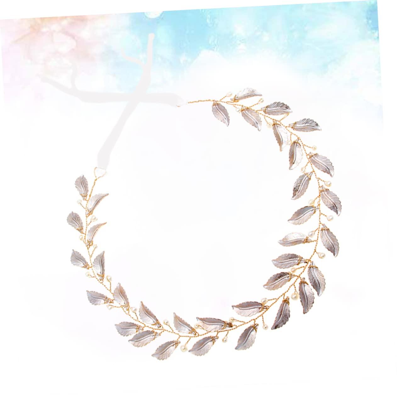 DELURA Gold Headband Hair Bands for Women\'s Hair Hair Ties Women Headdress for Wedding Beautiful Bridal Headwear Bridal Hair Accessories Headgear Golden Leaf Metal Miss