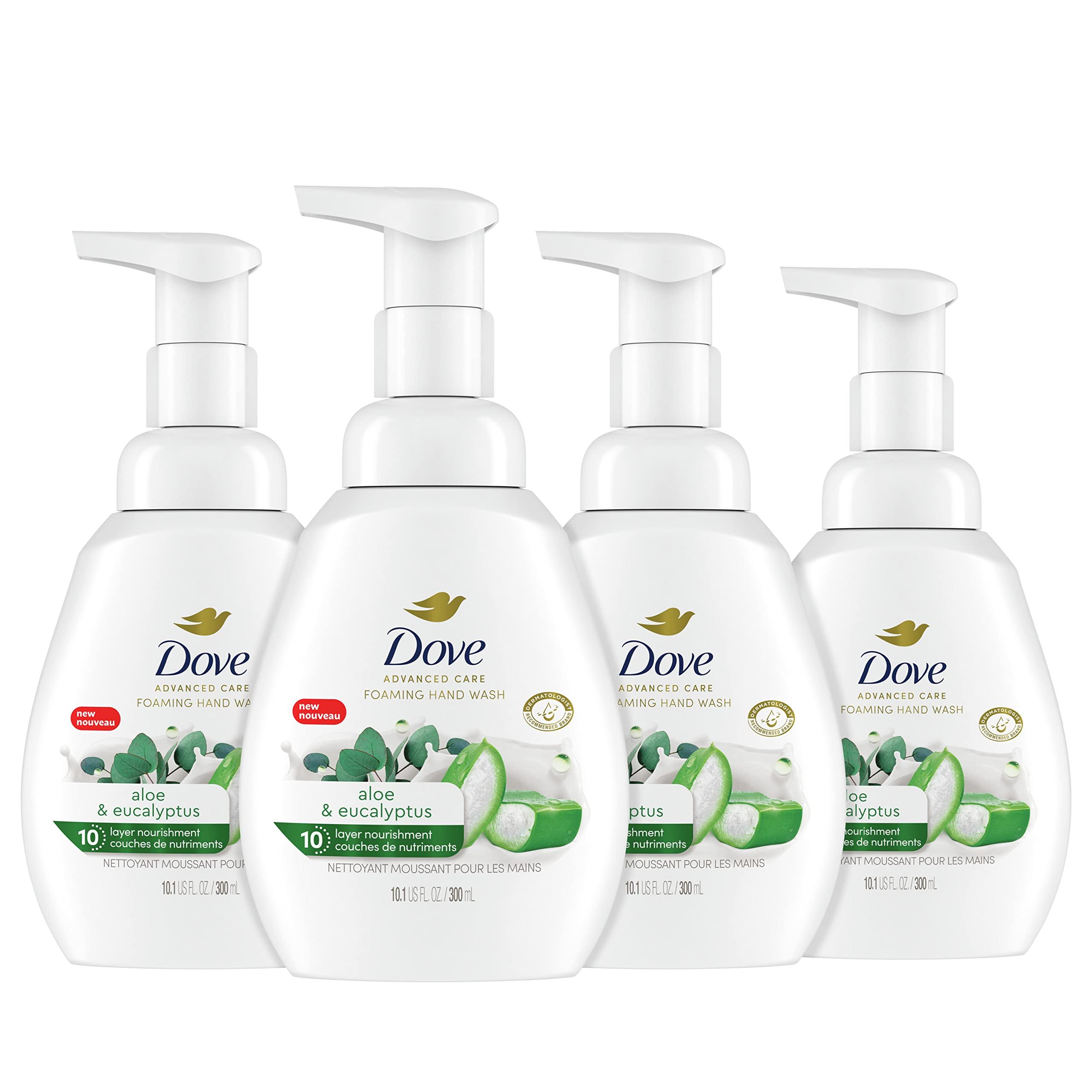 Dove Dove Foaming Hand Wash Lavender & Rice Milk and Aloe & Eucalyptus Packs of 4, 10.1 oz Each, Moisturizes Skin 10 Layers Deep