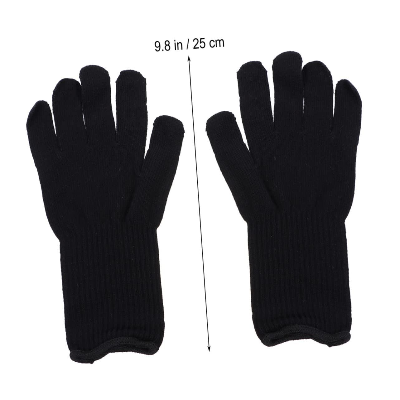 NOLITOY NOLITOY 2 Pairs Hair Curler Heat Resistant Gloves Hair Curler Glove Hair Straightener Gloves Hair Straightener Curling Glove Heat Resistant Glove for Hair Styling Curlers Mittens Black