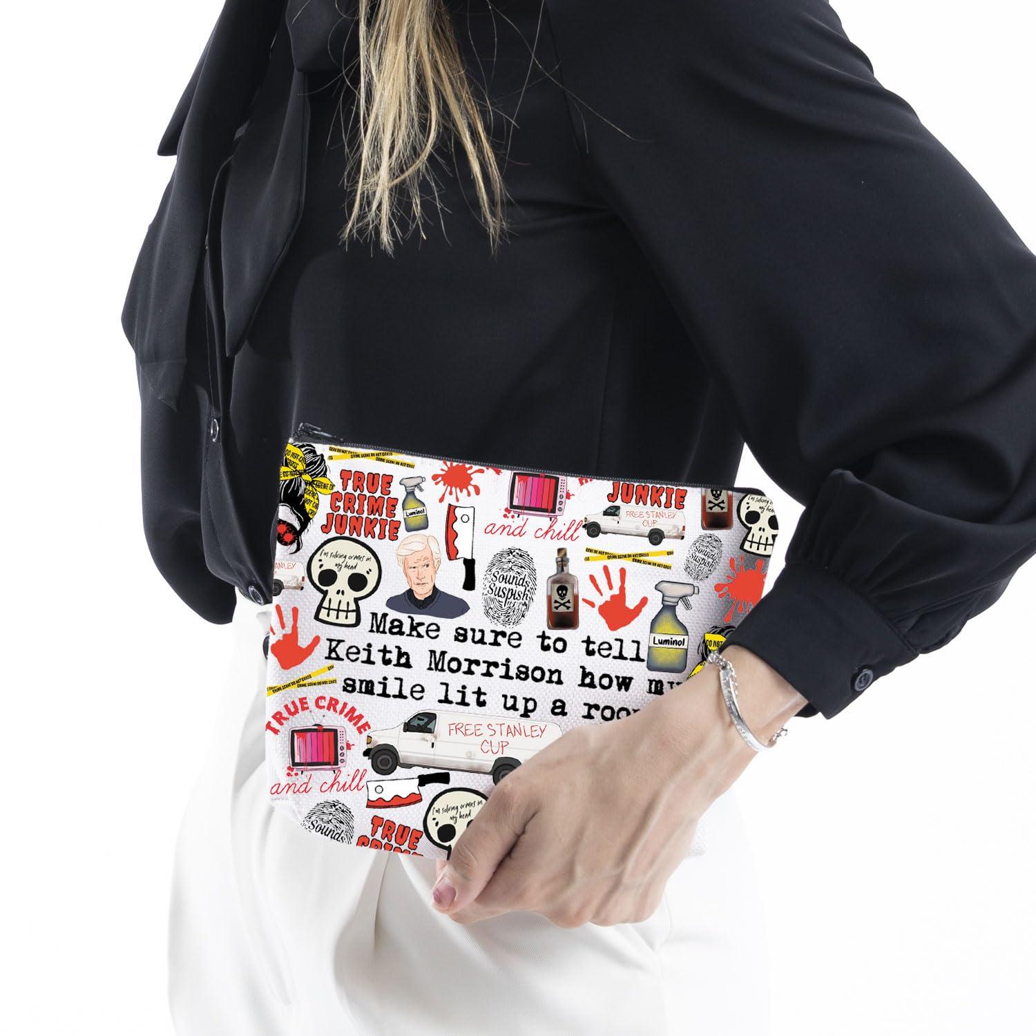 WCGXKO WCGXKO Crime Shows Lover Gift True Crime Fans Gift How My Smile Lit Up a Room Makeup Bag Murder Mystery Gift (Junkie Bag)