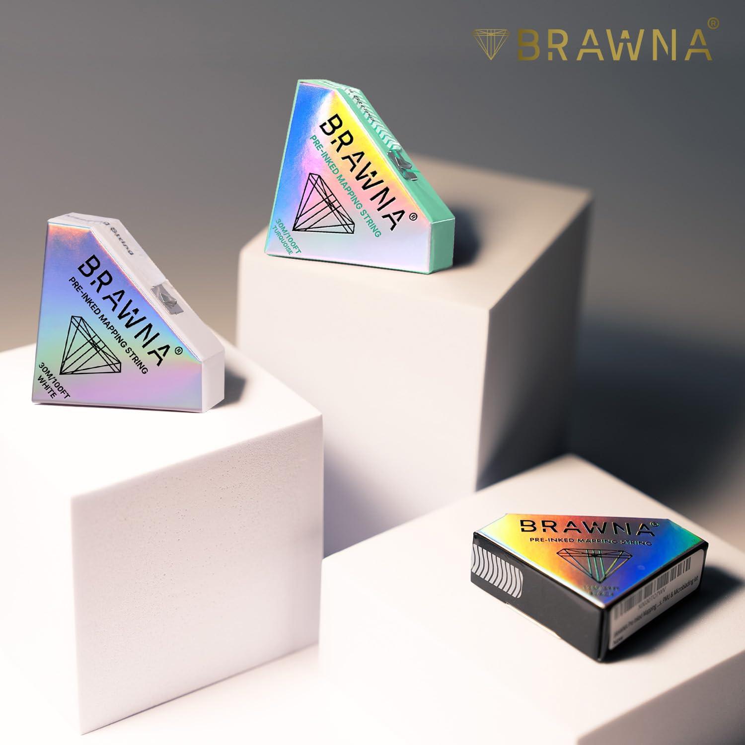 BRAWNA BRAWNA [ 30 Meters ] Pre-Inked Mapping String for Eyebrow Measuring Tool - PMU Supplies - 4 pack - Black