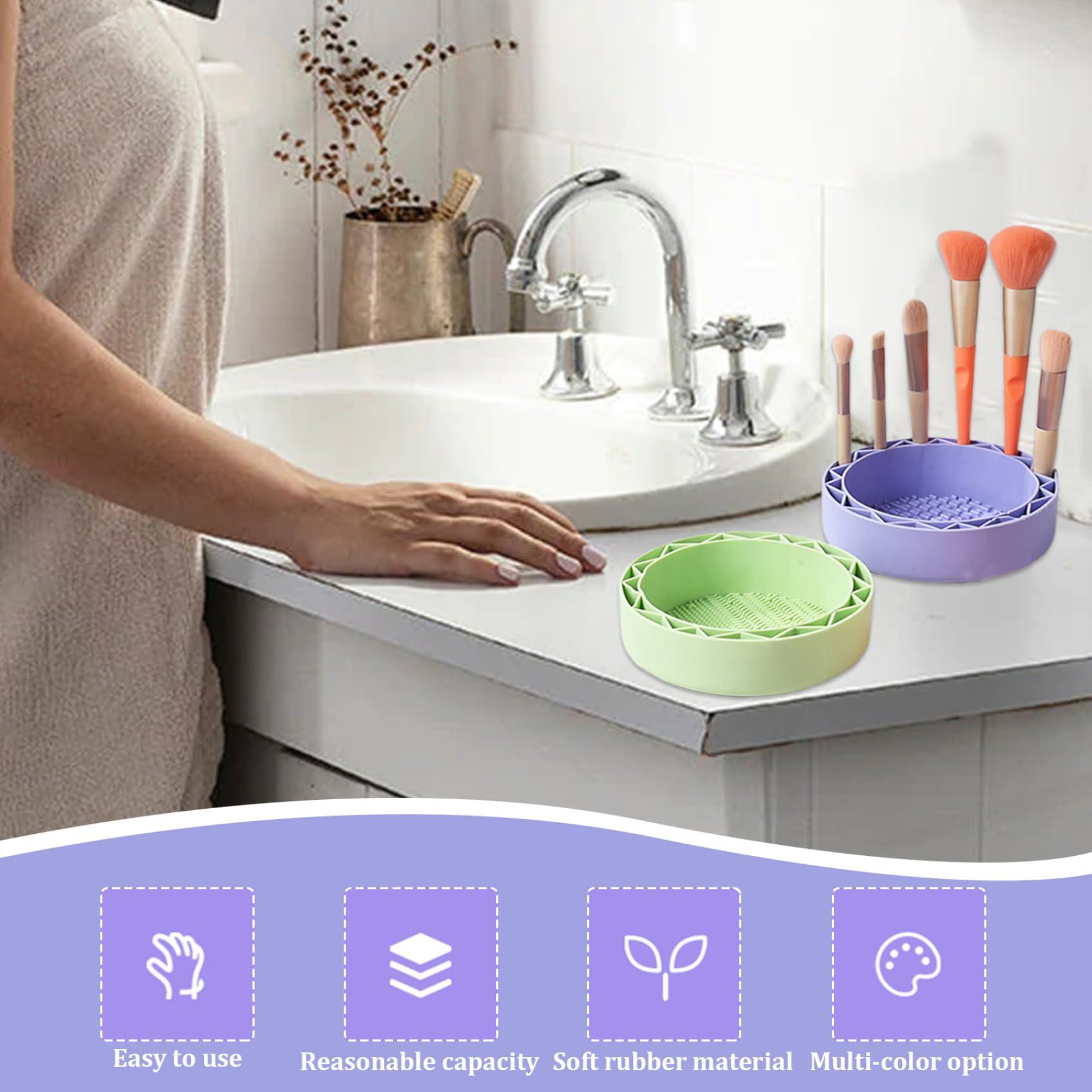 Kalastussaari Kalastussaari 3Pcs Makeup Brush Cleaner Mat 3 in 1 Brush Cleaning Mat, Cosmetic Brush Cleaner, Brush Drying Holder Organizer Portable Silicone Makeup Brush Cleaner