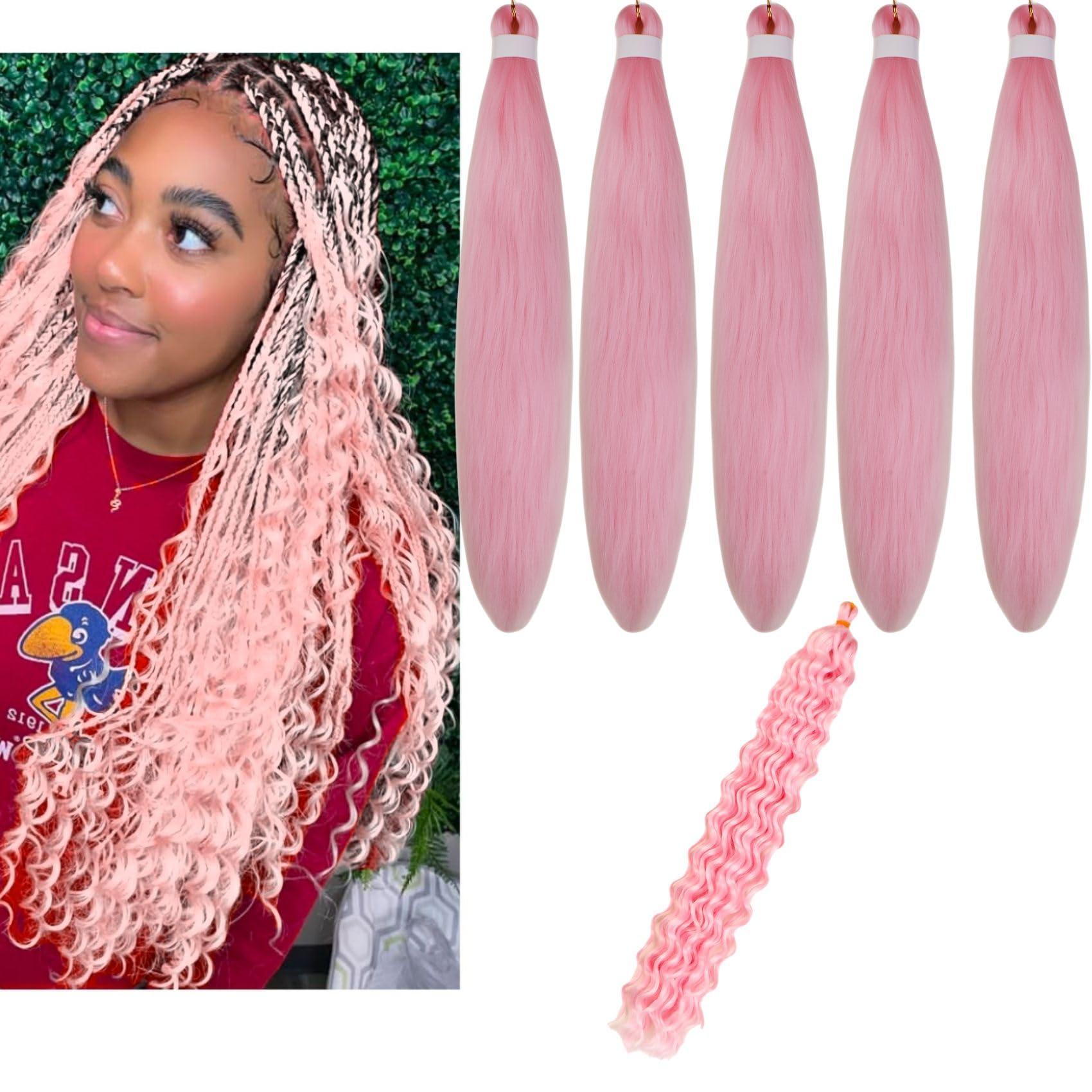 Leticia Pink Boho Braiding Hair for Boho Braids Braid in Hair Pre stretched Boho Braiding Hair