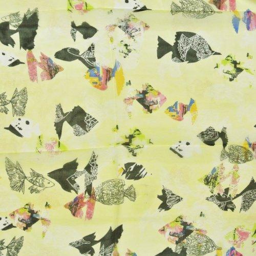 allydrew Allydrew Chiffon Under the Sea Fish Pattern Long Scarf, Yellow