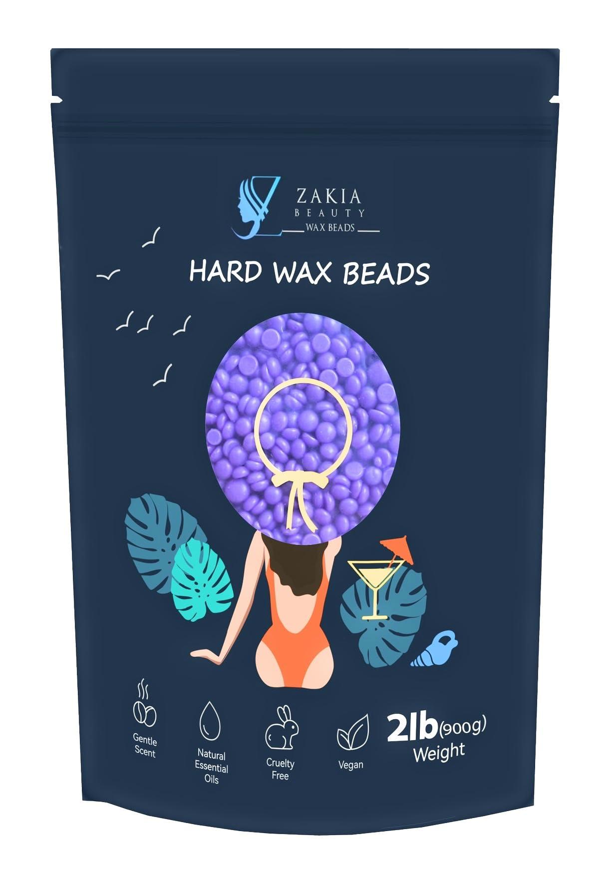 Zakia Beauty Wax Beads for Hair Removal, hard wax beand for Brazilian, Face, Bikini, Eyebrow, Legs, At Home Painless for Women and men 2LB