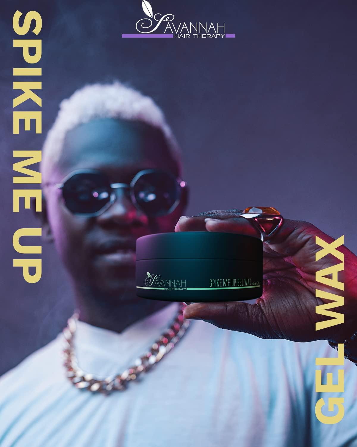 Savannah Hair Therapy Savannah Hair Therapy Spike Me Up Gel Wax, 5.07oz/150ml - Unisex Hair Styling for Curly, Wavy & Straight Hairs | Water Based, Non-Flaky, Medium/Strong Hold and Long Lasting Wax