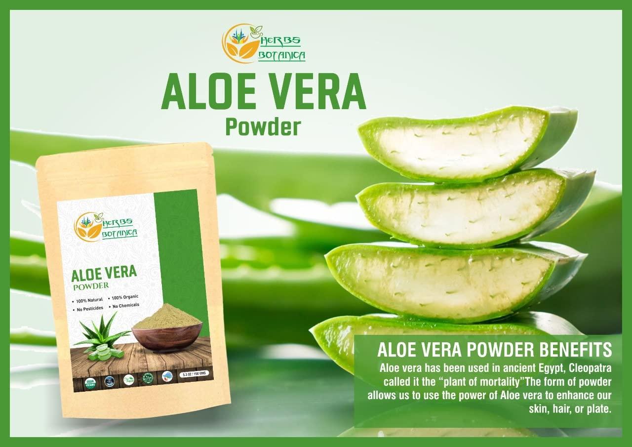 Herbs Botanica Herbs Botanica Aloe Vera Powder Organic for Hair Growth, Skincare, Haircare Organic, Moisturizing, and Soothing Aloe Barbadensis Vegan NO GMO 5.3oz /150g