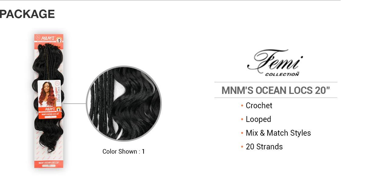 Hair Plus Femi Collection MnM'S Crochet Braids MnM'S Ocean Locs 20" (1-pack, T1B/BURG)
