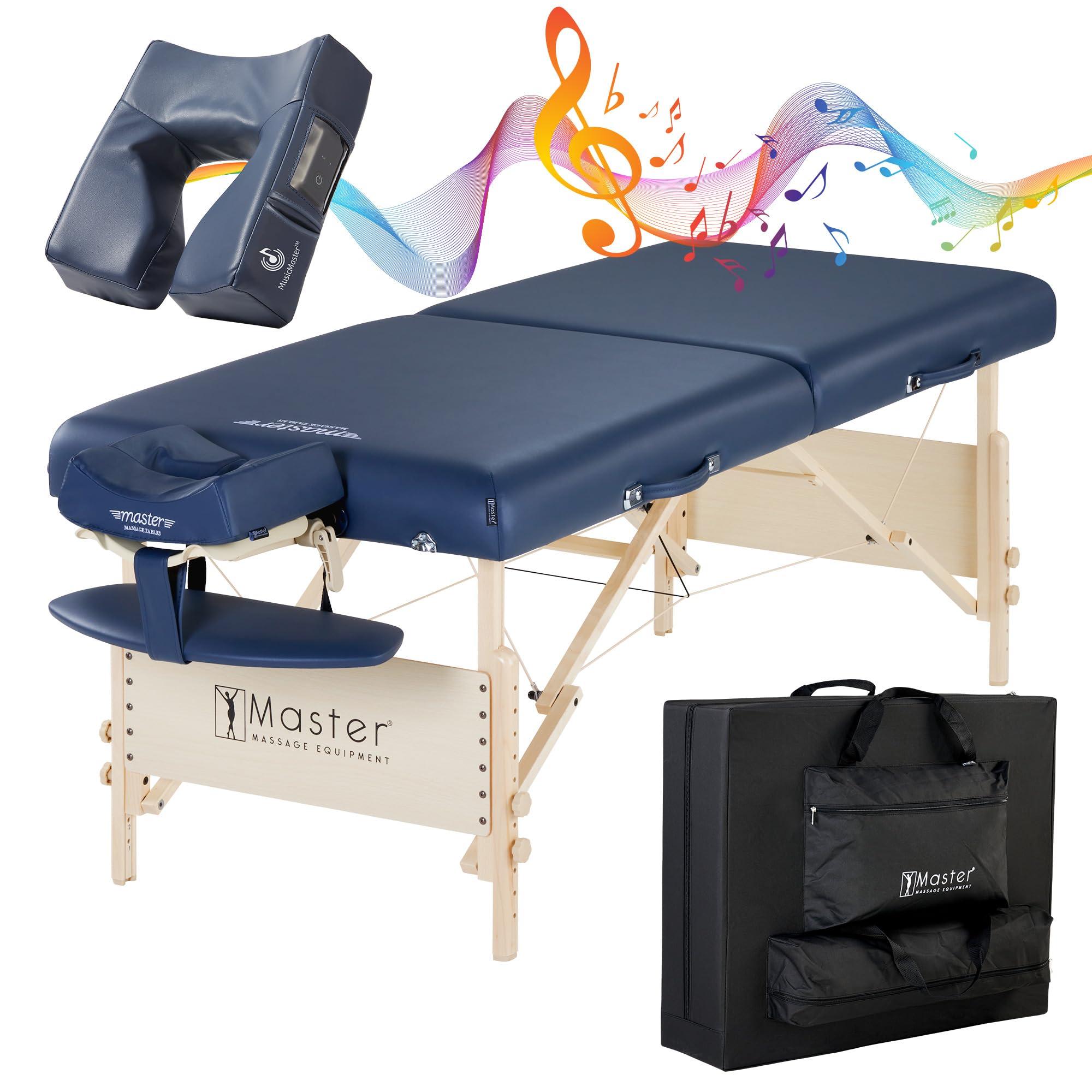 Master Massage Master Massage 30" Coronado Massage Table Beauty Bed Package with Extra Music Master Ergonomic Dream Sound Face Cradle Cushion - Royal Blue