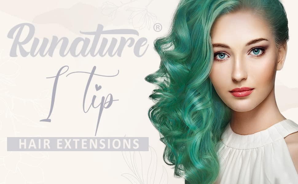RUNATURE Great Deals:RUNATURE Real Itip Human Hair Extensions Keratin Pre Bonded Teal Hair Extension I Tip and I Tip Human Hair Extensions Pink Pre Bonded Human Hair Extension Silky Straight