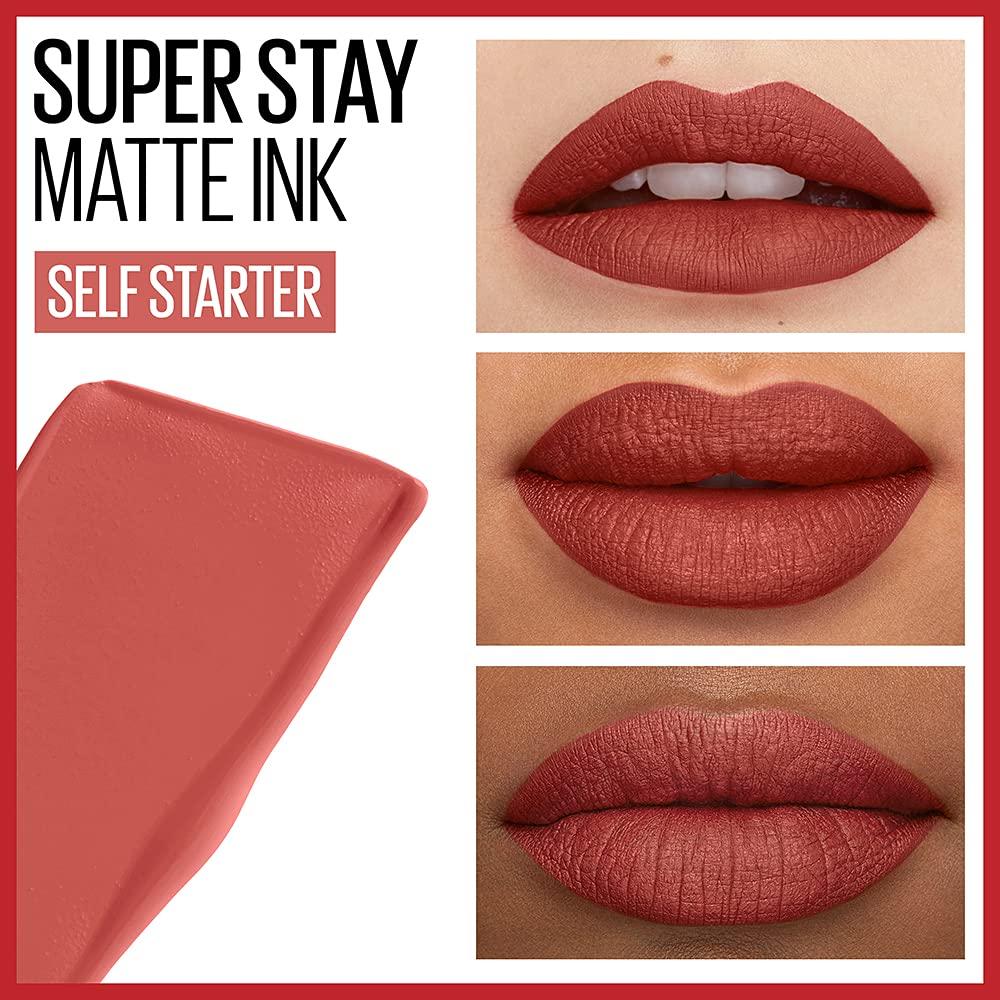MAYBELLINE MAYBELLINE Super Stay Matte Ink Liquid Lipstick Makeup Long Lasting High Impact Color Up to 16H Wear Self-Starter Light Red and Ringleader Mauve Pink