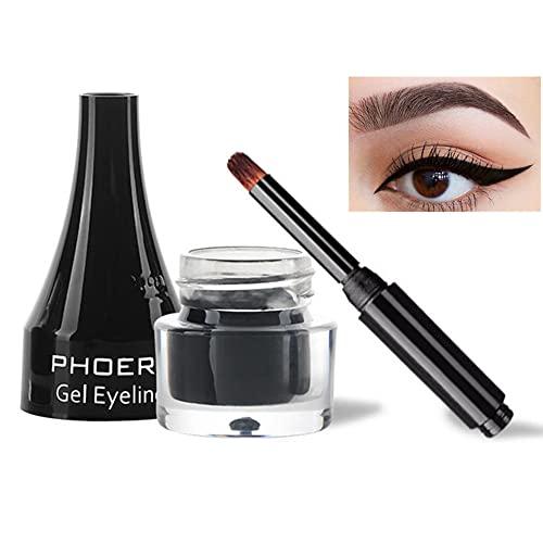 Go Ho Go Ho Black Gel Eyeliner Pot,Matte Cream Eyeliner Makeup,Smooth Highly Pigmented Long Lasting Gel Eyeliner with Brush, Eye Liner Gel Pot for Women,202 Black