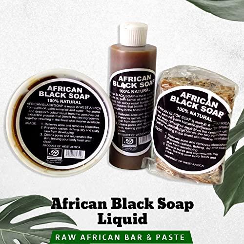 HERBOGANIC HERBOGANIC African Black Soap Liquid, Paste & Soap Bar,100% Raw Pure Natural From Ghana Face & Body Wash Supports Moisturizing,Dry Skin, Scars and Dark Spots (16 Oz Each)