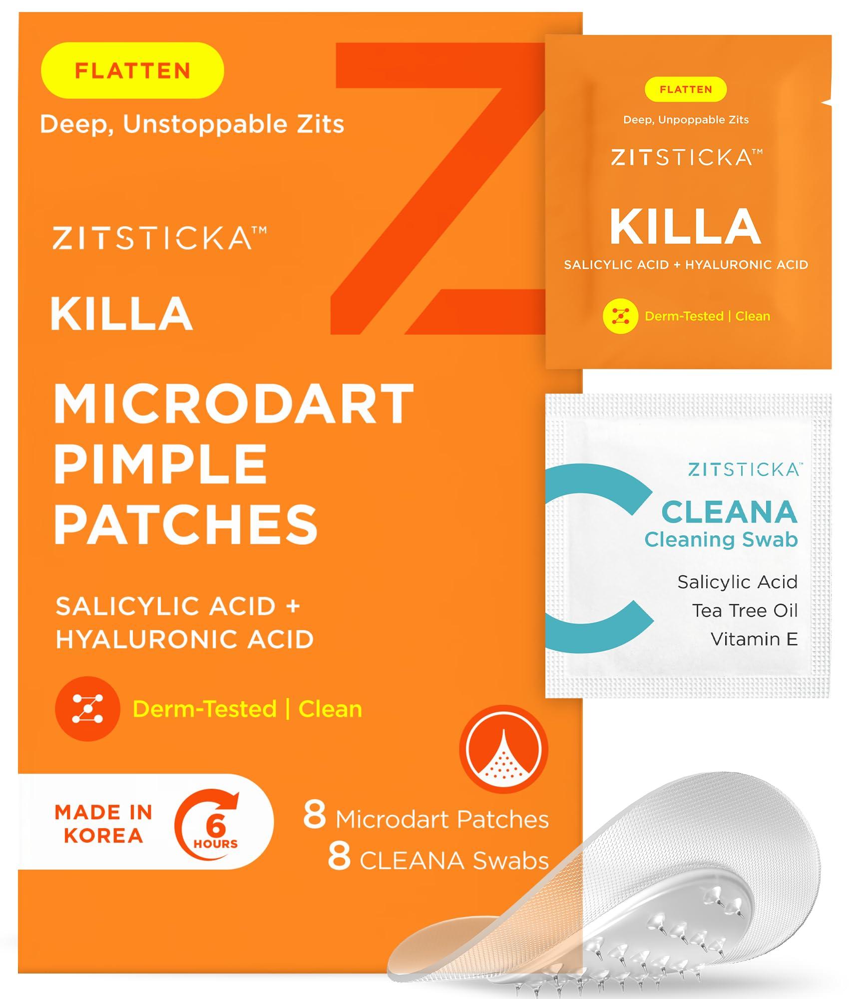ZitSticka ZitSticka Killa Pimple Patches for Face - World\'s Most Potent Pimple Patch with Fast-Acting Microdarts - Starts Working within 2 Hours for Deep, Early-Stage Zits - 8 Count
