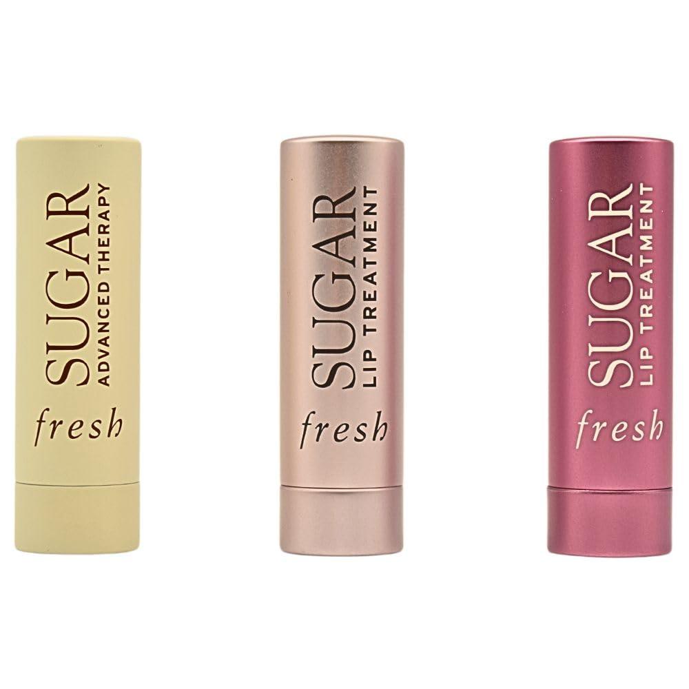 Fresh Tint and Treat Lip Kit by Fresh for Women - 3 Pc 0.07oz Sugar Lip Treatment - Rose, 0.07oz Sugar Advanced Therapy, 0.07oz Sugar Lip Treatment - Bloom