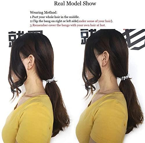 Dsoar Dsoar 2PCS Wave Side Bang Clip in Bangs Real Human Hair Wave Fringe Hair Extensions(Natural Black Color)