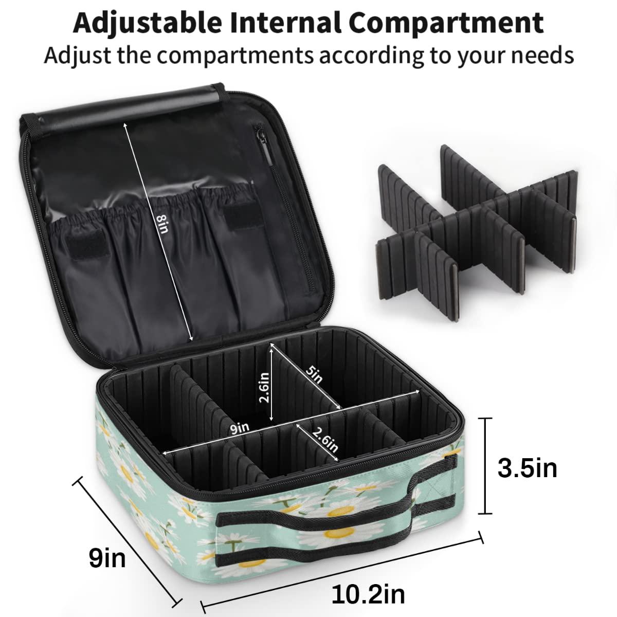 XMNYGJ XMNYGJ Funny Daisy Makeup Train Case Travel Makeup Bag Professional Cosmetic Organizer Portable Storage Box with Adjustable Dividers for Cosmetics Makeup Brushes Toiletry