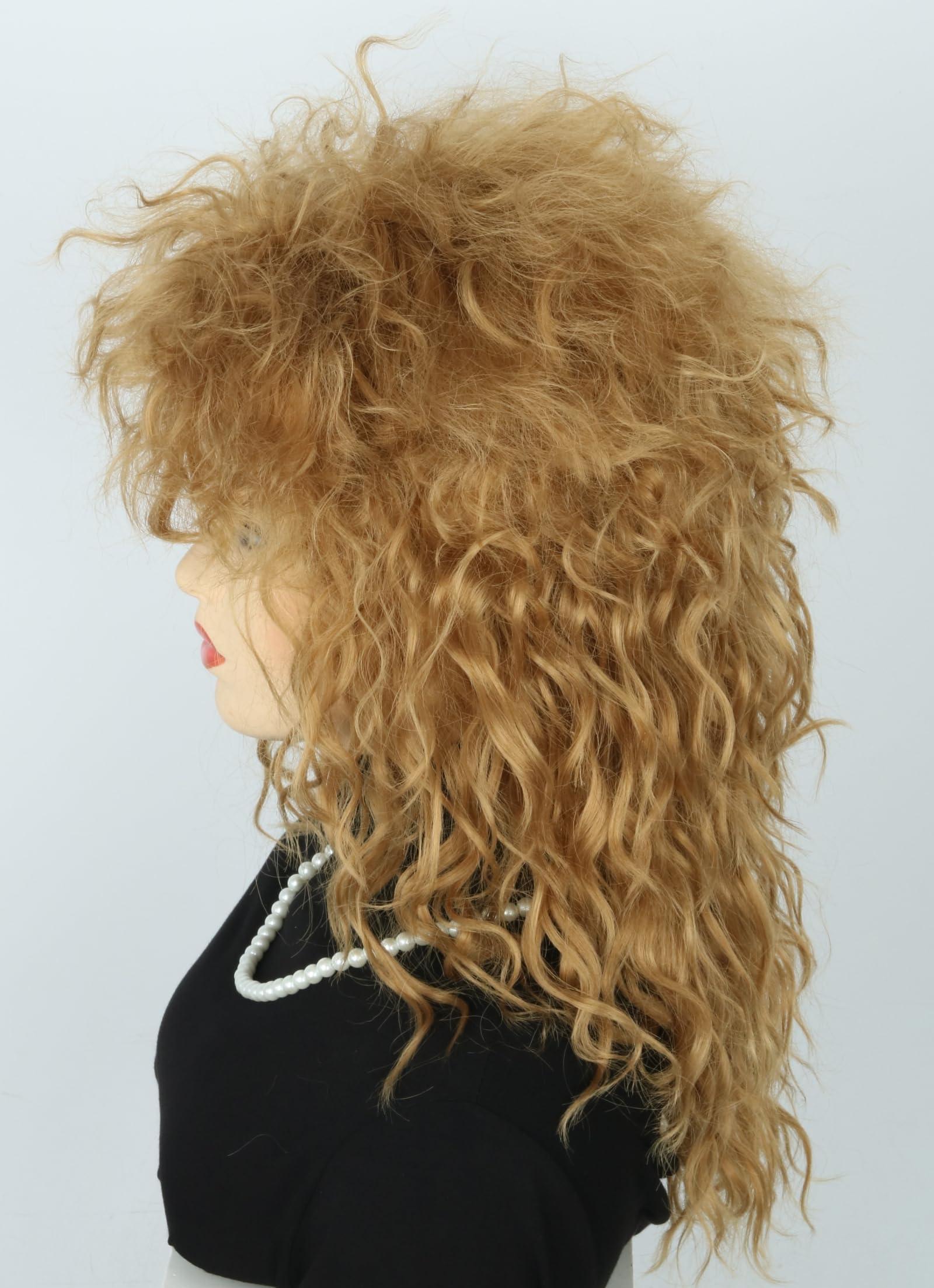 Topcosplay Topcosplay Women\'s Tina Wig with Necklace Earring Big Hair Wig Brown 70s 80s Disco Rock Mullet Wig Halloween Costume Party Wigs
