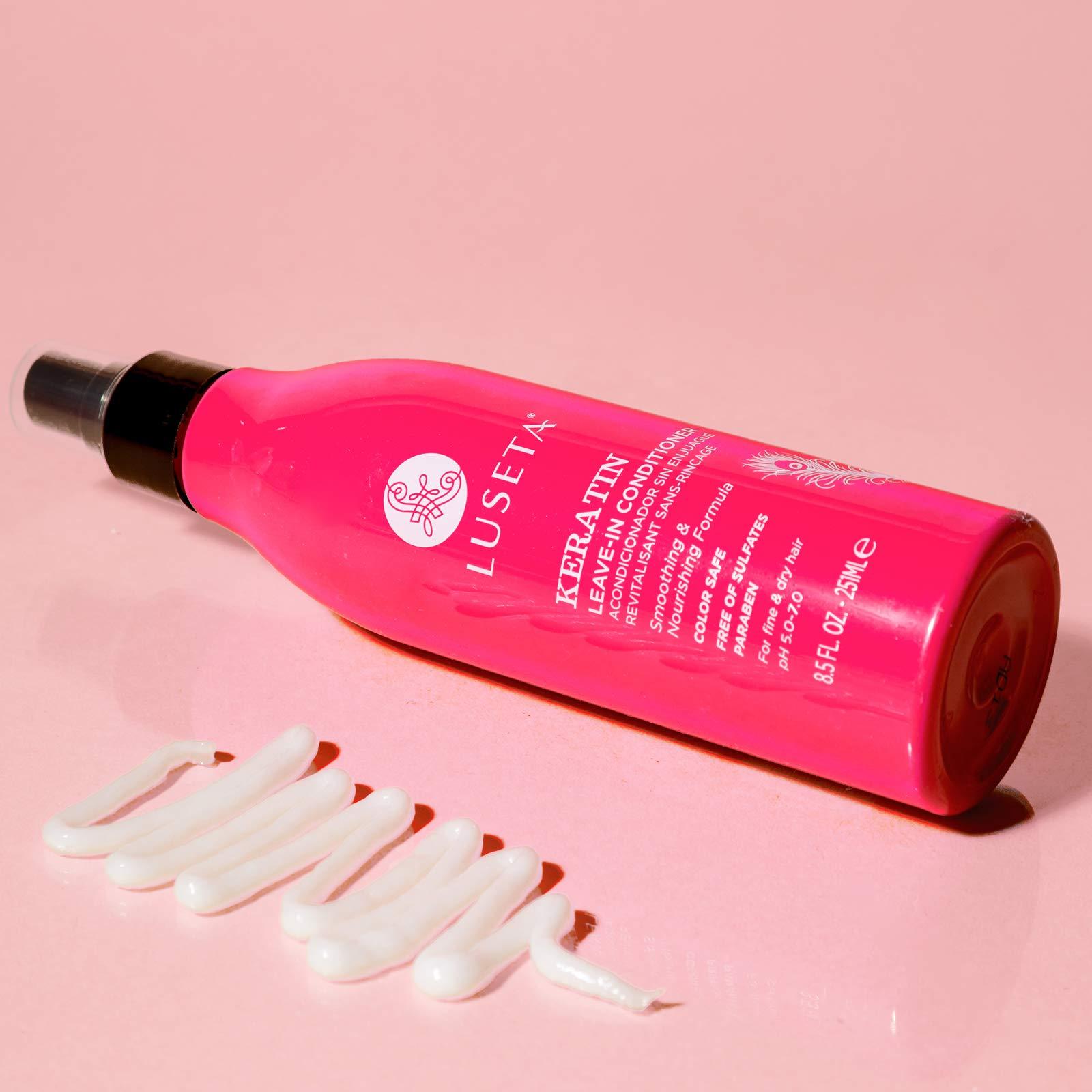 L LUSETA Luseta Keratin Shampoo & Conditioner set(16.9 oz) and Keratin Leave in Conditioner (8.5oz) Bundle