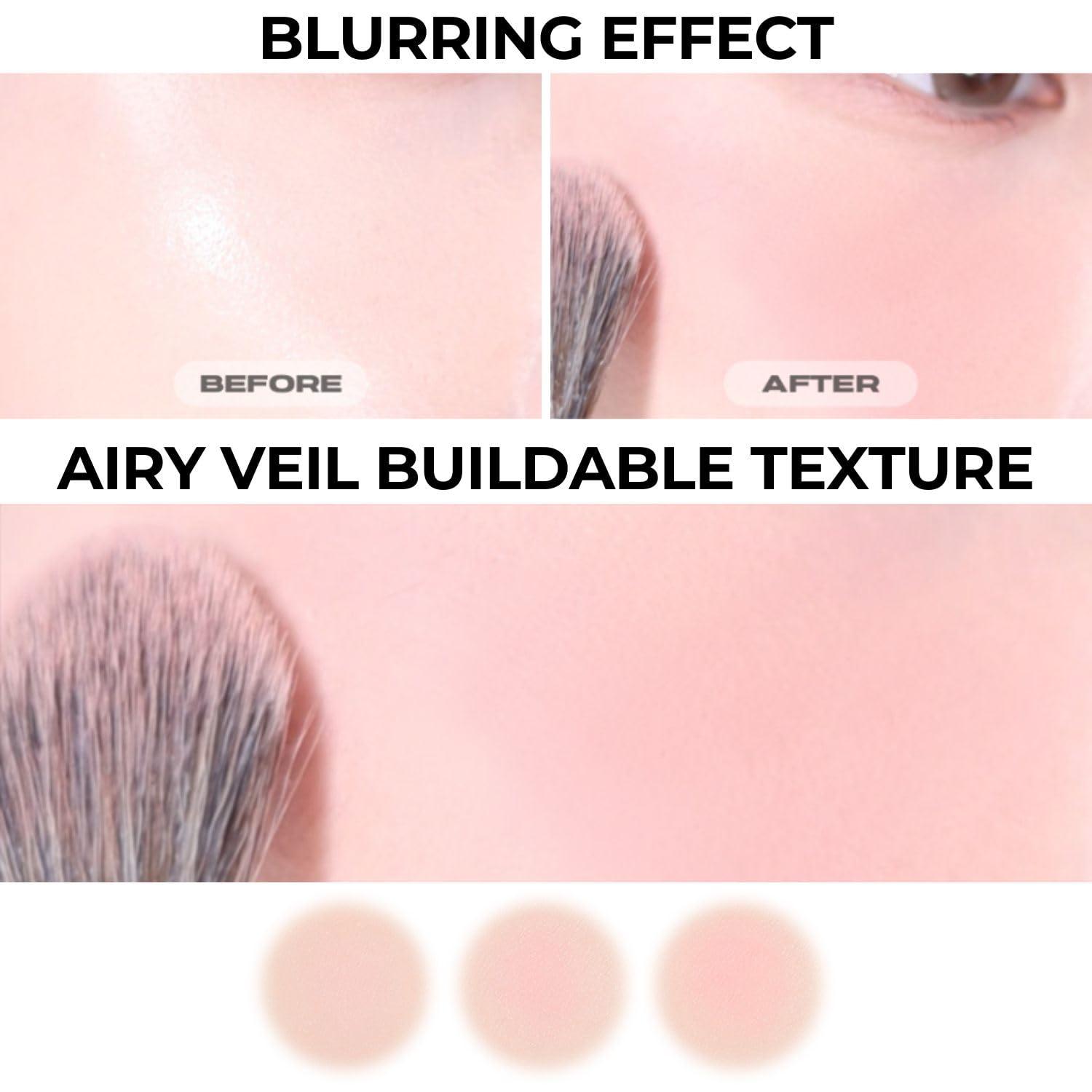 ABOUT TONE ABOUT TONE Fluffy Wear Blusher - Pressed Powder Cheek Blush with Airy and Soft Matte Blurring Finish Blendable & Buildable Natural Color Korean Makeup Vegan (08 DREAMY RASPBERRY)