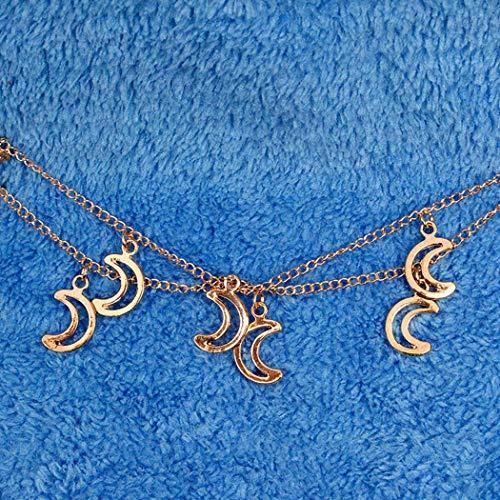 Fdesigner Fdesigner Boho Gold Moon Hair Chain Head Chain Layered Headpiece Festival Hair Accessories for Women and Girls