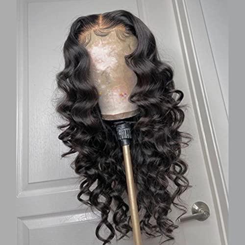 Ruma Hair Full 13x4 HD Transparent Lace Frontal Wig Loose Wave Silk Top Lace Closure Human Hair Wigs For Women Preplucked Brazilian Hair Wig Baby Hair (14inch, 4x4 Lace Closure Wig)