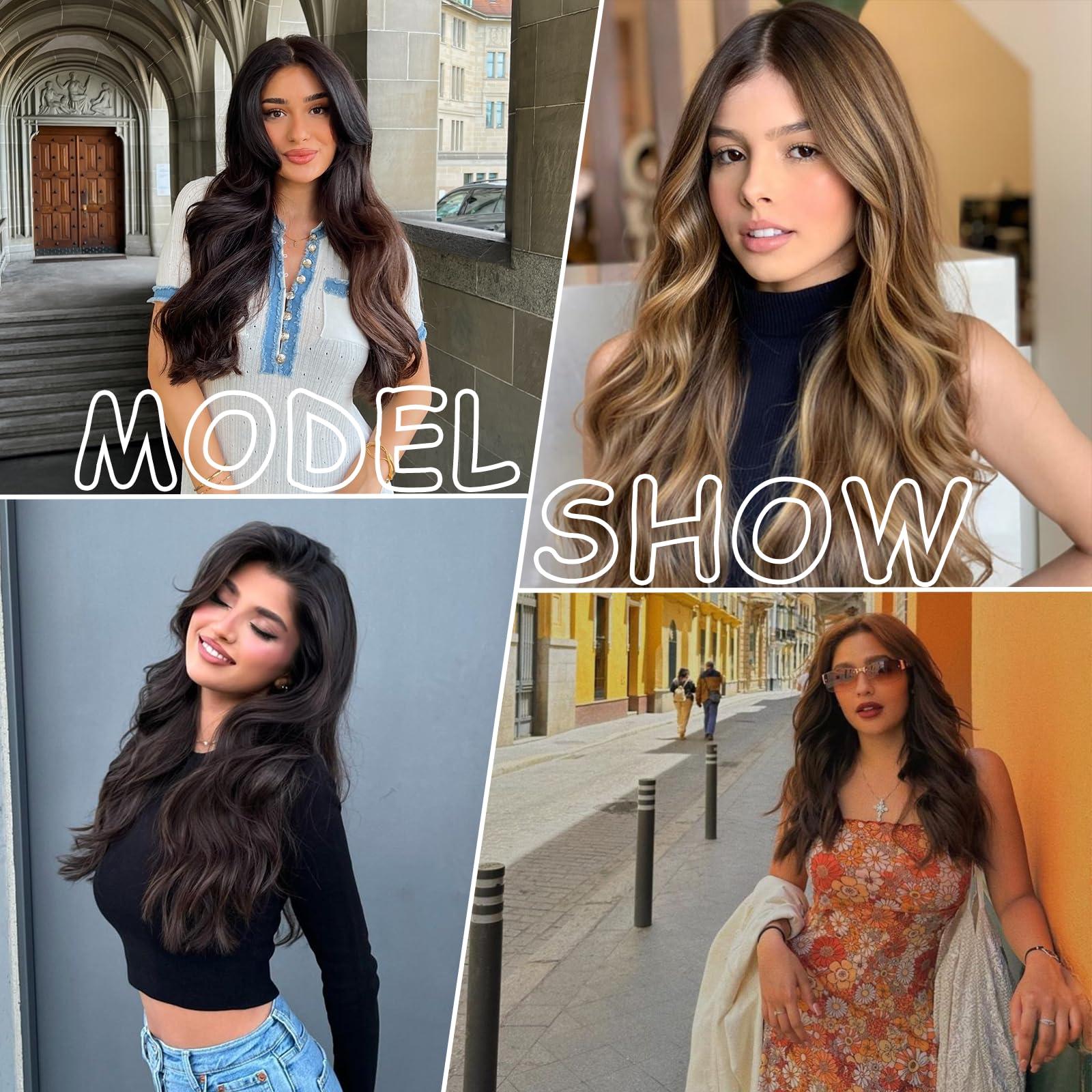 WOMWOM Clip in Hair Extensions, 14 Inch Hair Extensions Clip Ins 4 Pcs Synthetic Curly Wavy Hair Extensions Long Thick Clip on Hair Extensions Hairpieces (Platinum Blonde)