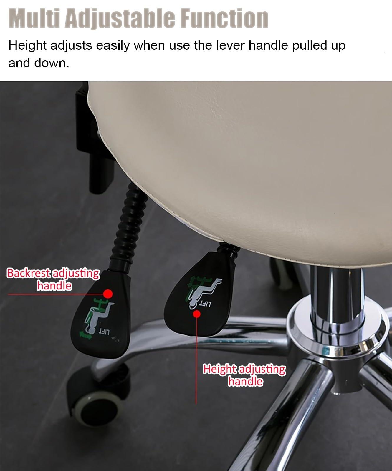 TUJOBA Saddle Ergonomic Chair with Tiltable Back Support, PU Leather Office Rolling Chair Adjustable Height, Beauty Dental Hospital Gas Lift Stool