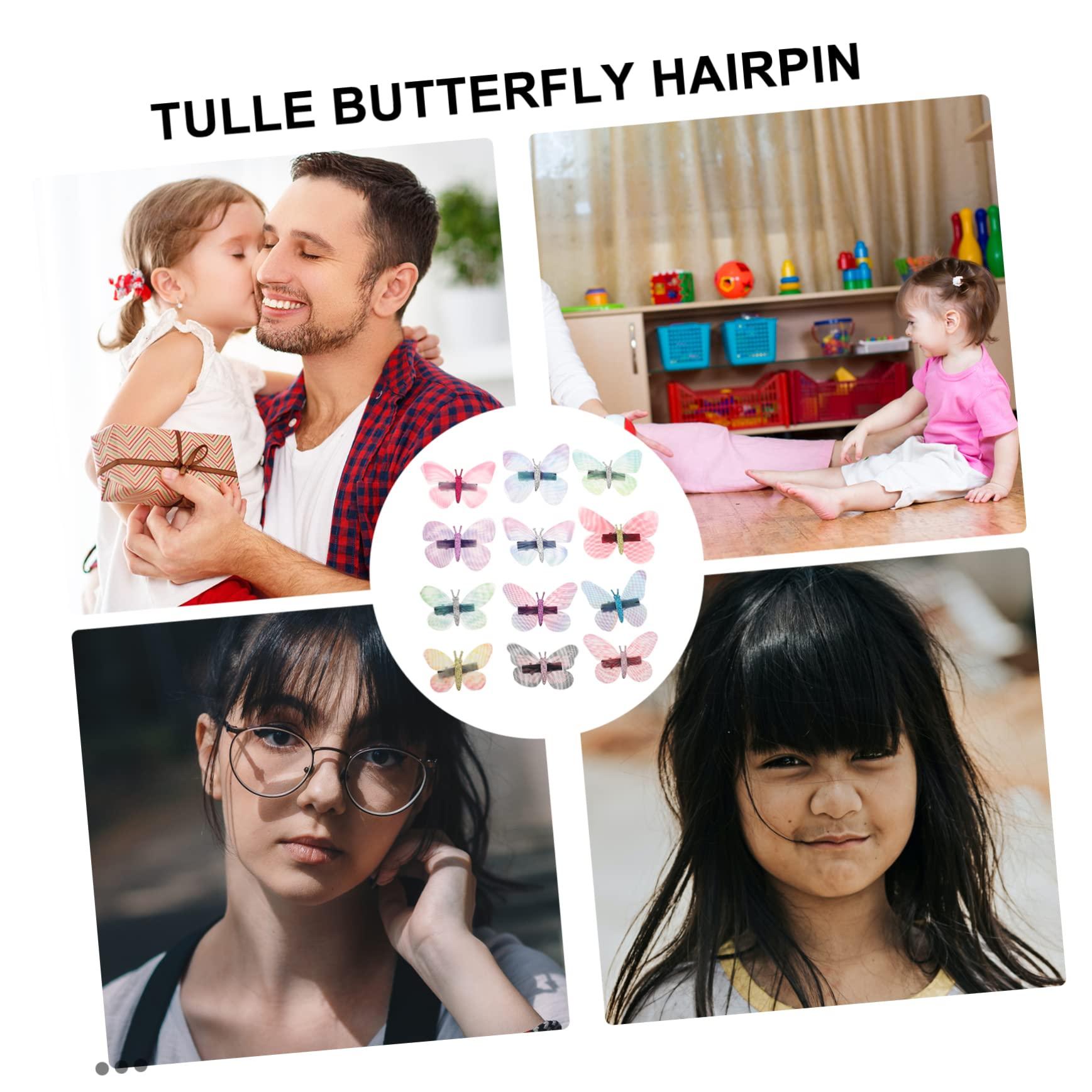 Beavorty Beavorty 12pcs butterfly hair clip girls bobby xmas headband girls hair accessories butterfly hair barrettes butterfly barrettes butterfly clip bride butterfly net fabric flash