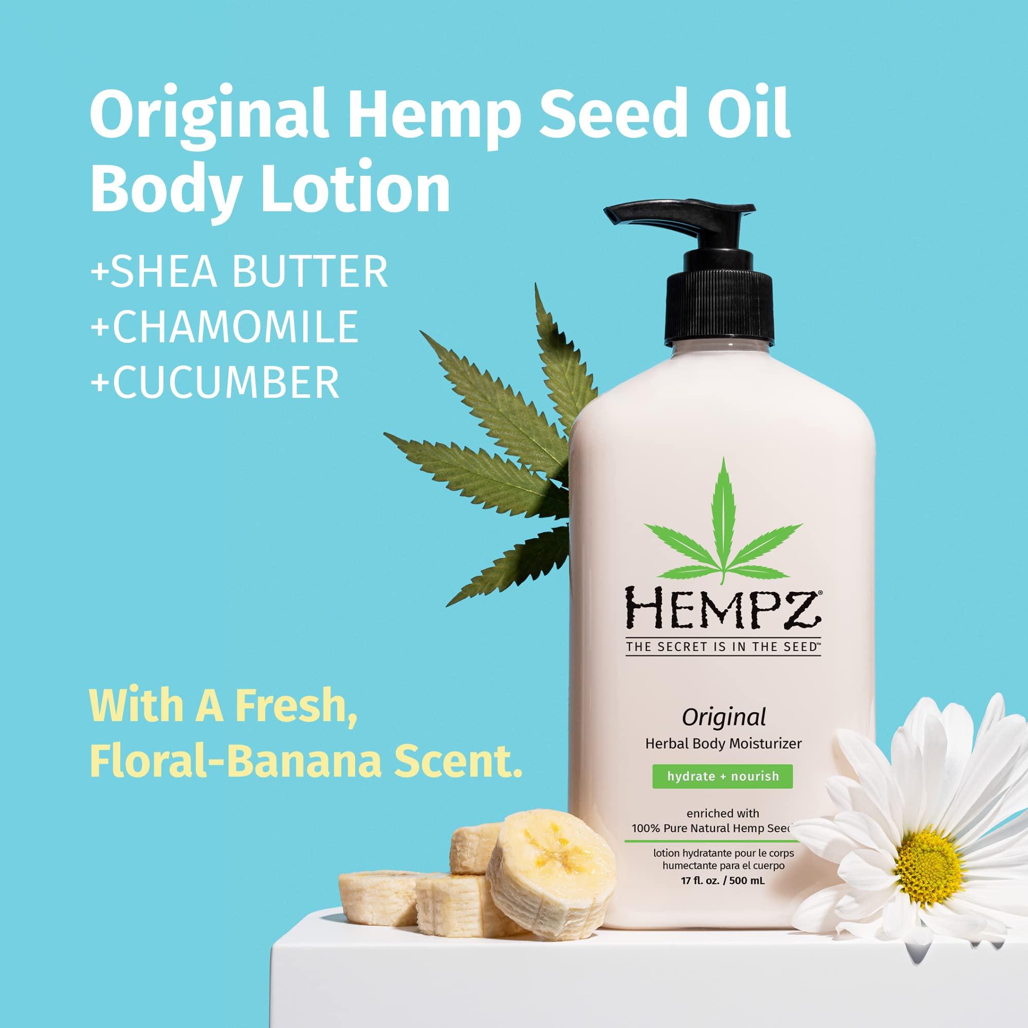 Hempz Hempz Original, Natural Hemp Seed Oil Body Moisturizer with Shea Butter and Ginseng & Body Lotion - Triple Moisture - Grapefruit and Sparkling Peach - Daily Moisturizing Cream - 17oz