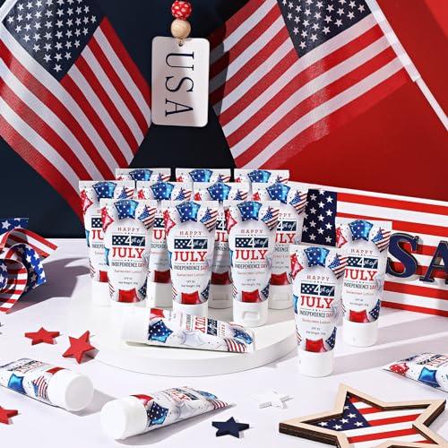 Dansib Dansib 12 Pcs Mini Sunscreen Bulk for Summer SPF 30 Water Resistant Sunscreen Lotion Bulk for Thank You Gifts Wedding Bridal Shower Favors Travel for Wedding Party (Independence Day)